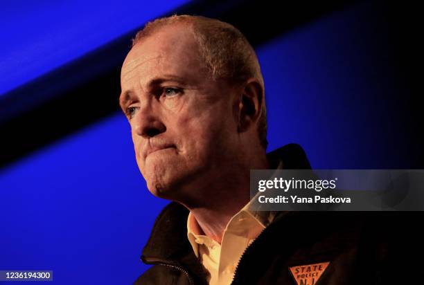 New Jersey Governor Phil Murphy speaks during a Get Out The Vote rally with Senator Bernie Sanders on October 28, 2021 in New Brunswick, New Jersey....