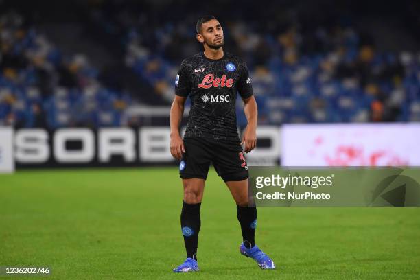 Faouzi Ghoulam of SSC Napoli during the Serie A match between SSC Napoli and Bologna FC at Stadio Diego Armando Maradona Naples Italy on 28 October...