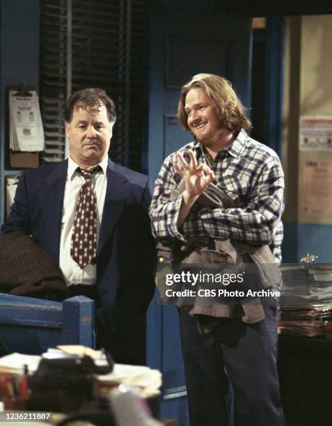 From left: Peter Gerety and Donal Logue on the set of "Public Morals".