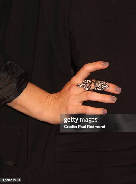 Wring worn by actress Alona Tal at "Kalamity" Los Angeles Premiere at Laemmle Sunset 5 Theatre on October 22, 2010 in West Hollywood, California.