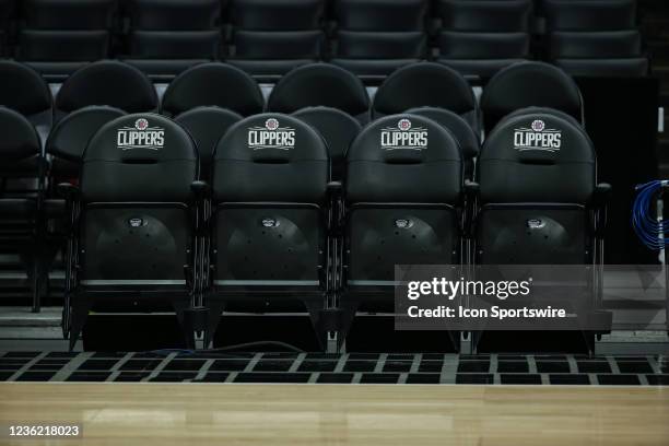 Clippers courtside seats before the Cleveland Cavaliers vs Los Angeles Clippers game on October 27 at Staples Center in Los Angeles, CA.