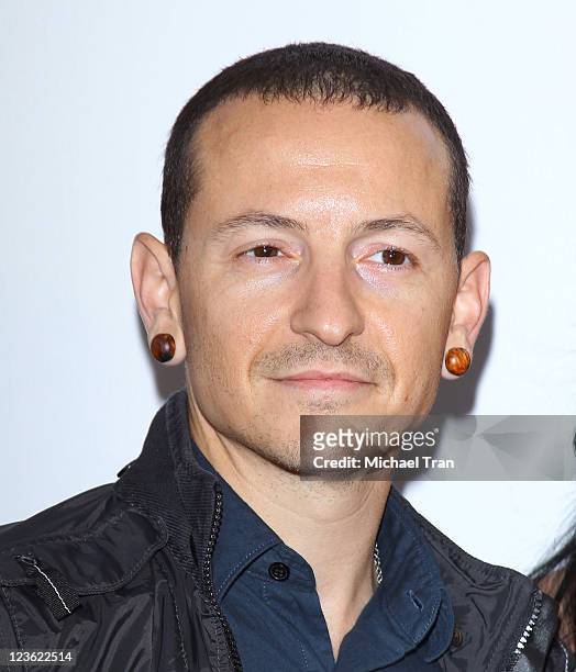 Chester Bennington of Linkin Park arrives at the 7th Annual MusiCares MAP Fund benefit concert held at Club Nokia on May 6, 2011 in Los Angeles,...