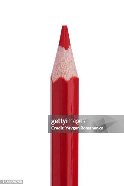 red pencil isolated on white background - red pen single object stock pictures, royalty-free photos & images