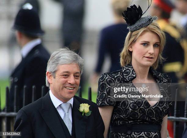 Speaker of the House of Commons, John Bercow and wife Sally Bercow arrive to attend the Royal Wedding of Prince William to Catherine Middleton at...