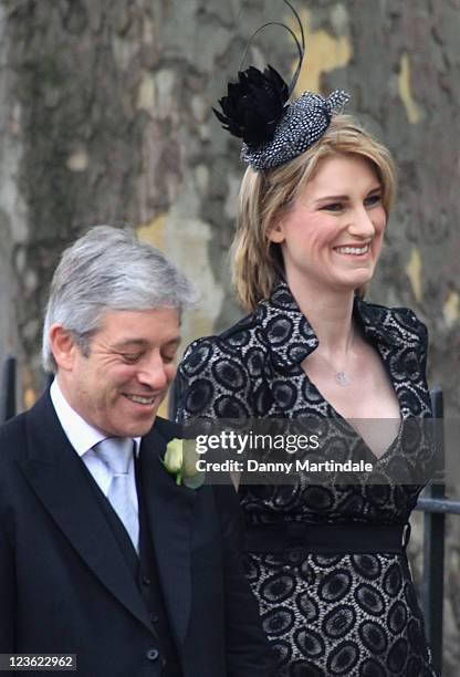 Speaker of the House of Commons, John Bercow and wife Sally Bercow arrive to attend the Royal Wedding of Prince William to Catherine Middleton at...