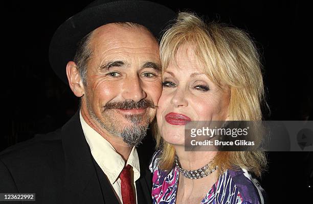 Mark Rylance and Joanna Lumley pose at The Opening Night After Party for "La Bete" on Broadway at Gotham Hall on October 14, 2010 in New York City.