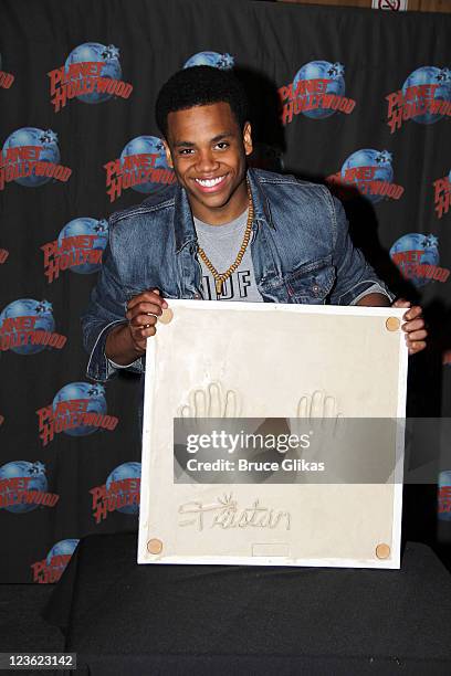 Tristan Wilds promotes "90210" and poses as he visits Planet Hollywood Times Square on April 22, 2011 in New York City.