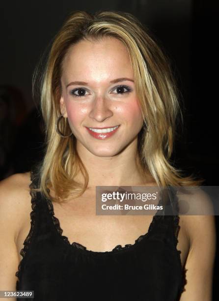 Emily Padgett poses at Dee Snider's Opening Night Party for his debut in "Rock of Ages" on Broadway at The Glass House Tavern on October 11, 2010 in...