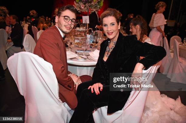 Alexa Maria Surholt and her son Arthur Surholt during the Leipzig Opera Ball 2021 at Oper Leipzig on October 30, 2021 in Leipzig, Germany.