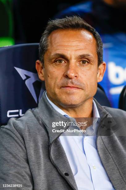 Sergi Barjuan coach of FC Barcelona during the La Liga Santader match between FC Barcelona and Deportivo Alaves at Camp Nou Stadium on October 30,...