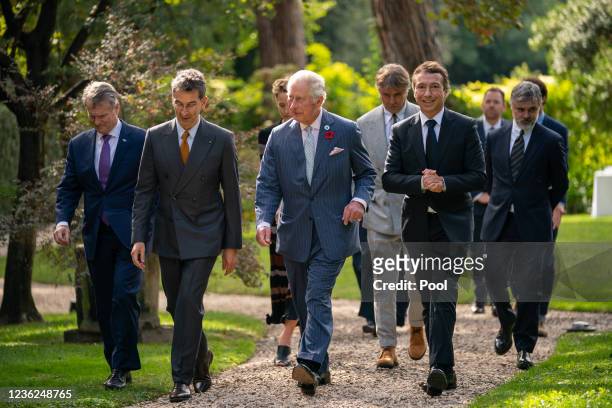 Prince Charles, Prince of Wales meets members of the Fashion Coalition, one of the SMIs ten Industry Coalitions which includes CEOs from some of the...