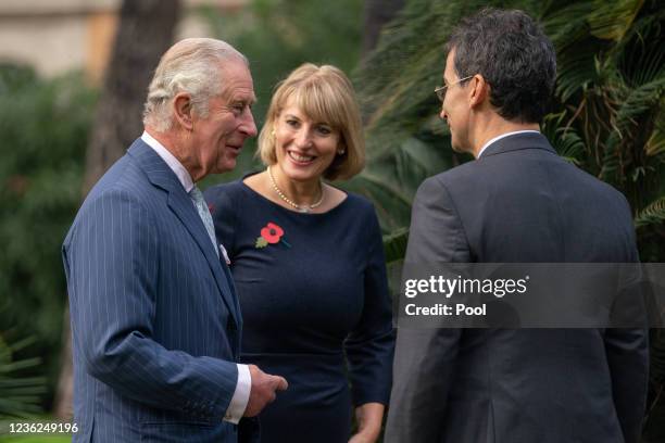 Prince Charles, Prince of Wales meets Federico Marchetti, founder of YOOX NET-A-PORTER group with Jill Morris the British Ambassador to Italy before...