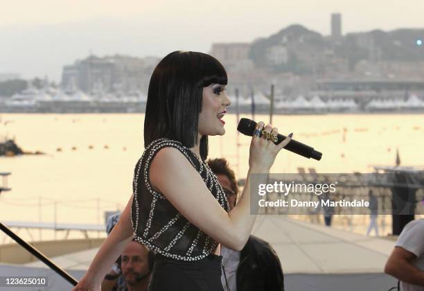 Jessie J aka Jessica Cornish performs for the Chanel+ program 'Le Grand Journal' at Majestic Beach Pier on May 12, 2011 in Cannes, France.