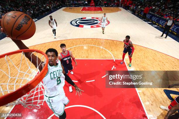 Josh Richardson of the Boston Celtics shoots the ball against the Washington Wizards on October 30, 2021 at Capital One Arena in Washington, DC. NOTE...