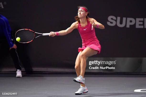 Aleksandra Krunic in action during the game between Natela Dzalamidze - Kaja Juvan and Aleksandra Krunic - Pattinama Kerkhove in Transylvania Open...