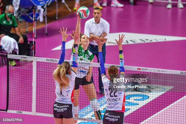 Kuznetsova Sofya &amp;#xA;, Botezat Alexandra &amp;#xA;Stufi Federica during the Volleyball Italian Serie A1 Women match Bosca S.Bernardo Cuneo vs...