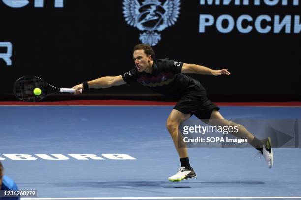 Bruno Soares seen in action during a match; Jamie Murray of Great Britain, Bruno Soares of Brazil against Andrey Golubev of Kazakhstan, Hugo Nys of...