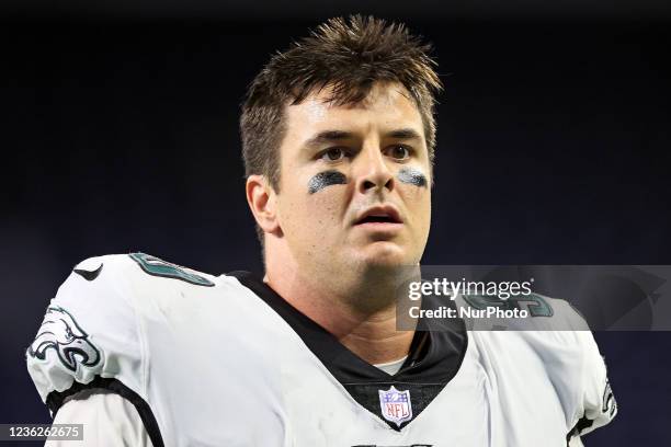 Philadelphia Eagles defensive end Ryan Kerrigan walks off the field at the conclusion of an NFL football game between the Detroit Lions and the...