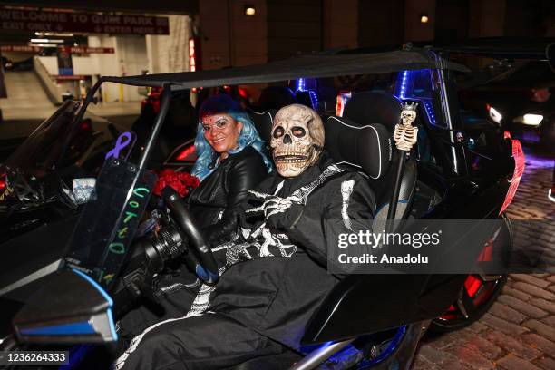 Revelers wearing different costumes attend the Halloween Parade in Lower Manhattan of New York, United States on October 31, 2021.