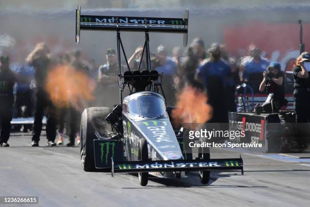 Brittany Force Monster Energy NHRA Top Fuel Dragster during the Dodge//SRT NHRA Nationals presented by Pennzoil on October 31, 2021 at The Strip at...