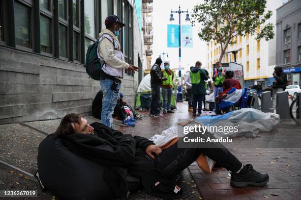 Homeless people are seen on streets of the Tenderloin district in San Francisco, California, United States on October 30, 2021. Last week on Tuesday,...