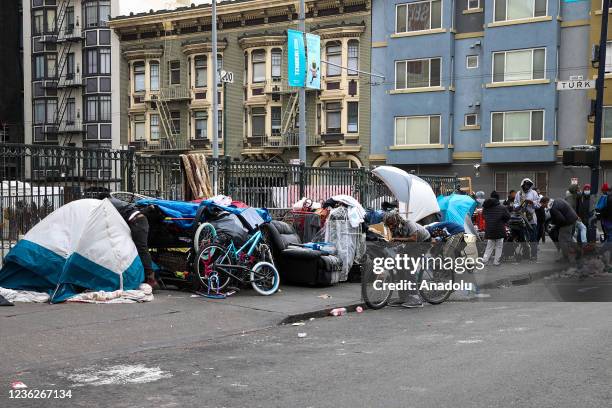 Homeless people are seen on streets of the Tenderloin district in San Francisco, California, United States on October 30, 2021. Last week on Tuesday,...