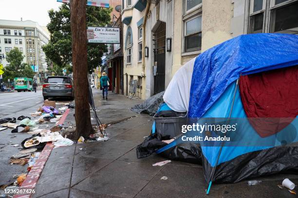 Homeless people are seen on streets of the Tenderloin district in San Francisco, California, United States on October 30, 2021. Last week on Tuesday,...