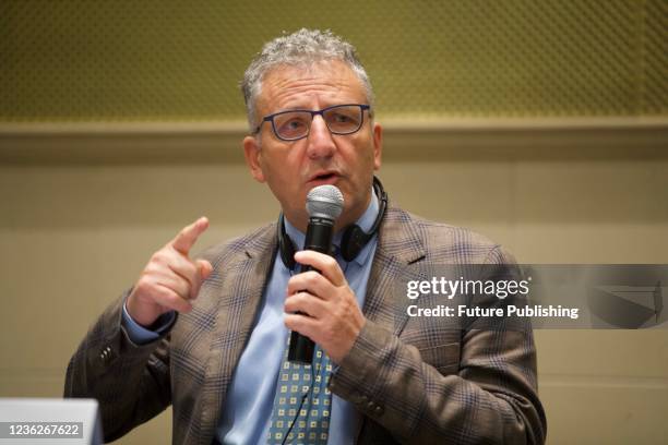 Member of the European Parliament Massimiliano Smeriglio, talks during a press conference as part of his working visit to mexico to treat themes of...