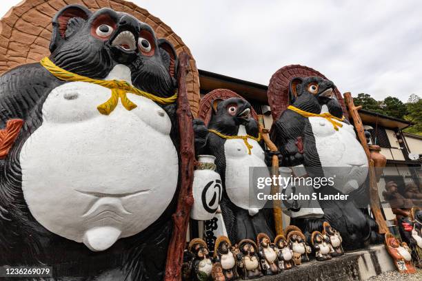 Shigaraki Tanuki Village - Visitors to Japan will notice the ceramic statues in front of many houses and shops, resembling plump animals with...