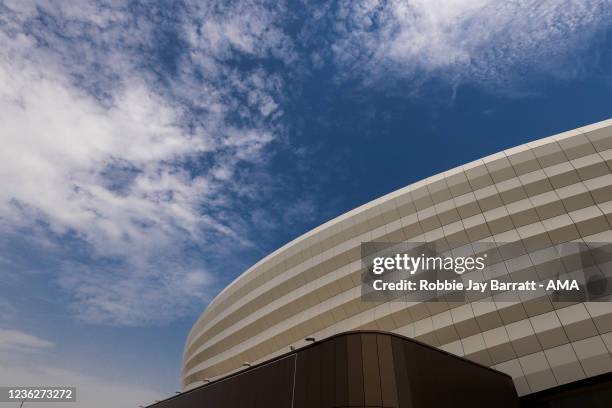An exterior general view of Al-Janoub Stadium formerly known as Al-Wakrah Stadium a host venue for the Qatar 2022 FIFA World Cup. It was designed by...