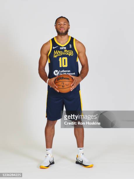 Justin Anderson of the Fort Wayne Mad Ants poses for a portrait during the Mad Ants Media Day on October 29, 2021 at St. Vincent Training Center in...