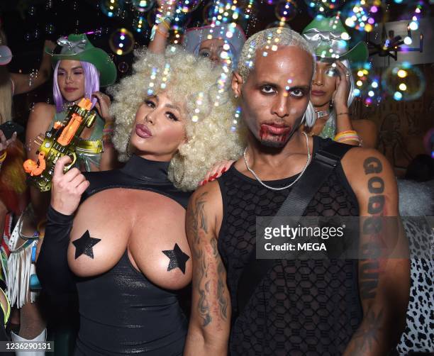 Amber Rose is seen arriving to the Maxim Halloween party on November 01, 2021 in Los Angeles, California.