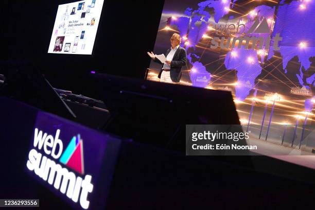 Lisbon , Portugal - 2 November 2021; John Witherow, The Times, on Fourth Estate Stage during day one of Web Summit 2021 at the Altice Arena in...