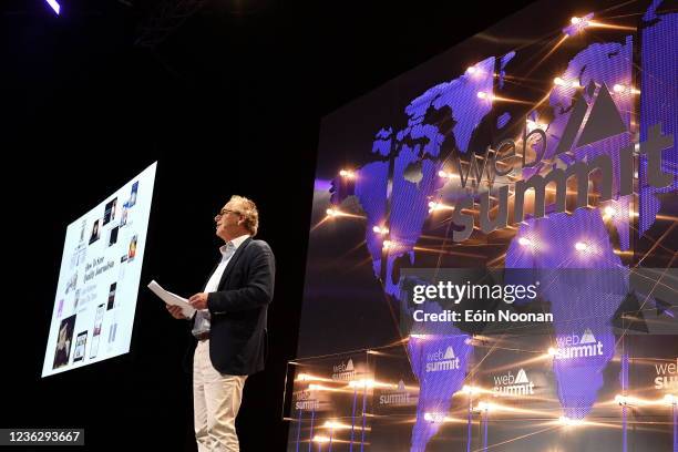 Lisbon , Portugal - 2 November 2021; John Witherow, The Times, on Fourth Estate Stage during day one of Web Summit 2021 at the Altice Arena in...