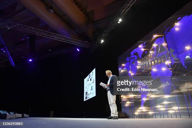 Lisbon , Portugal - 2 November 2021; John Witherow, The Times, on Fourth Estate Stage during day one of Web Summit 2021 at the Altice Arena in...