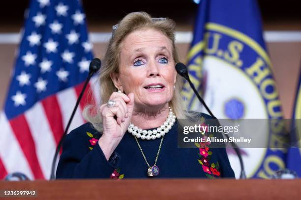 House Rep. Debbie Dingell speaks during a press conference after a House Democratic Caucus meeting at the U.S. Capitol on November 2, 2021 in...