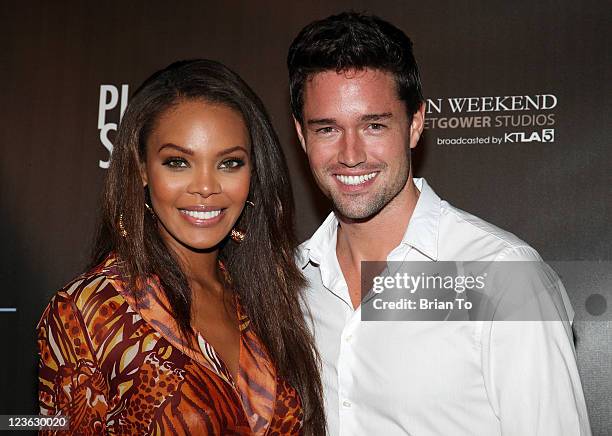 Crystle Stewart and Max Sebrechts attend WTB Spring 2011 fashion show at Sunset Gower Studios on October 17, 2010 in Hollywood, California.