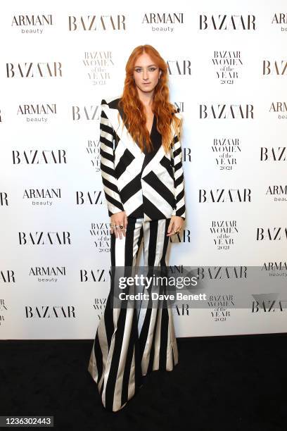 Harris Reed attends the Harper's Bazaar Women of the Year Awards 2021, in partnership with Armani Beauty, at Claridge's Hotel on November 2, 2021 in...