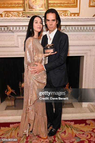 Susie Cave and Nick Cave attend the Leopard Awards in Aid of The Princes Trust and supported by the Natural Diamond Council at Goldsmith Hall on...