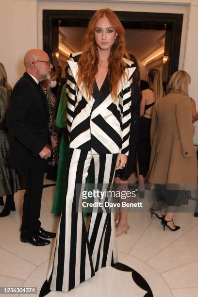Harris Reed attends the Harper's Bazaar Women of the Year Awards 2021, in partnership with Armani Beauty, at Claridge's Hotel on November 2, 2021 in...