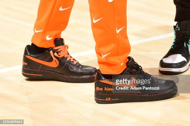 The sneakers worn by John Wall of the Houston Rockets during the game against the Los Angeles Lakers on November 2, 2021 at STAPLES Center in Los...
