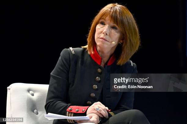 Lisbon , Portugal - 3 November 2021; Kay Burley, Presenter, Sky News, at Future Societies Stage during day two of Web Summit 2021 at the Altice Arena...