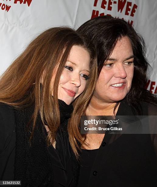 Natasha Lyonne and Rosie O'Donnell pose at The Opening Night After Party for "The Pee-Wee Herman Show" on Broadway at the Bryant Park Grill on...