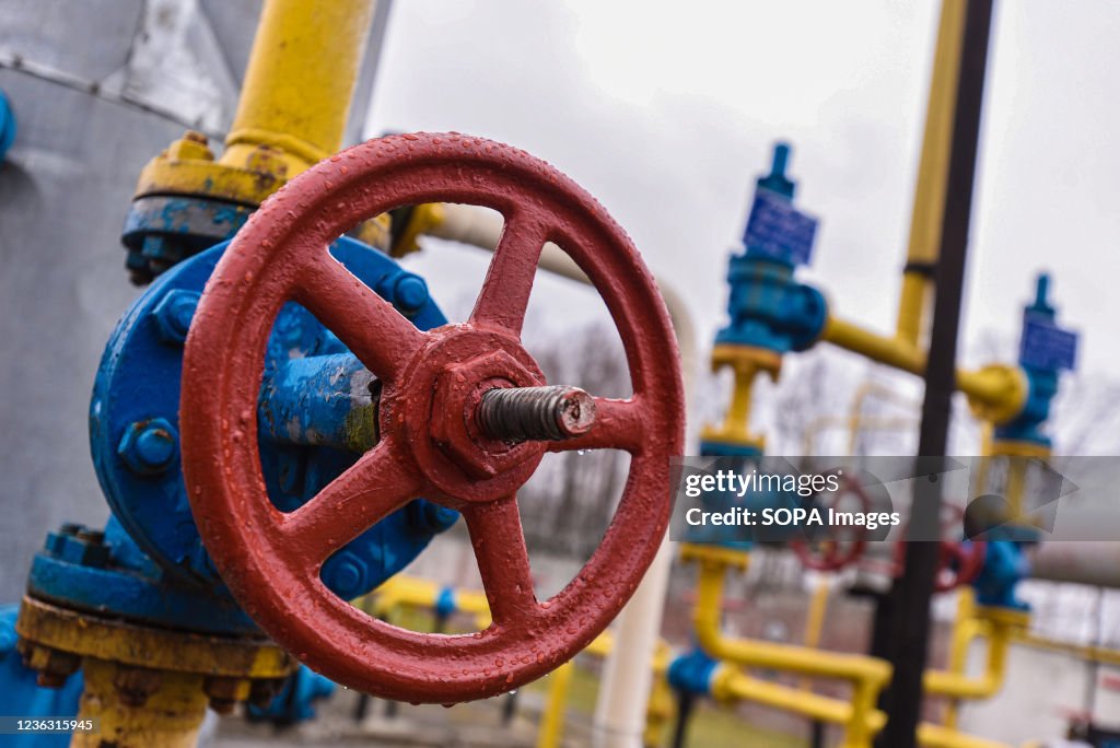 Gas valve seen at a natural gas station during the...