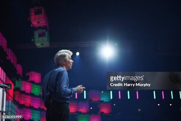 Lisbon , Portugal - 3 November 2021; Craig Federighi, Senior Vice President of Software Engineering at Apple, on the Centre Stage, during day two of...