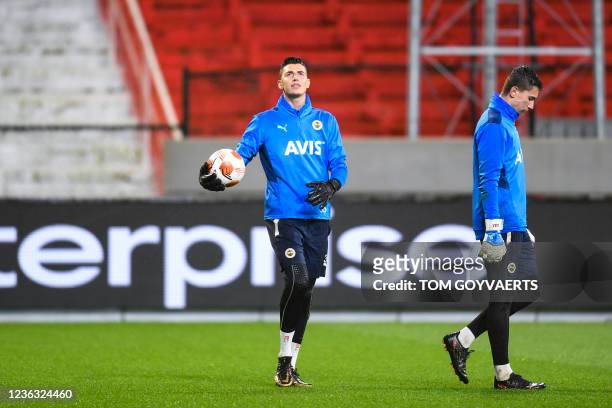 Fenerbahce Berke Ozer pictured during a training session of Turkish soccer team Fenerbahce, Wednesday 03 November 2021 in Antwerp. The team is...