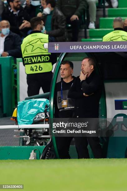 Head coach Sergen Yalcin of Besiktas looks dejected during the UEFA Champions League group C match between Sporting CP and Besiktas at Estadio Jose...