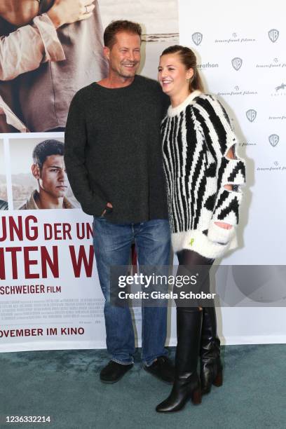Til Schweiger and his daughter Emma Schweiger during the premiere of "Die Rettung der uns bekannten Welt" at Astor Filmlounge on November 3, 2021 in...