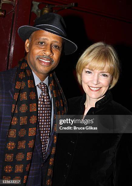 Ruben Santiago-Hudson and wife Jeannie Brittan pose at The Opening Night of "The Break of Noon" at Lucille Lortel Theatre on November 22, 2010 in New...