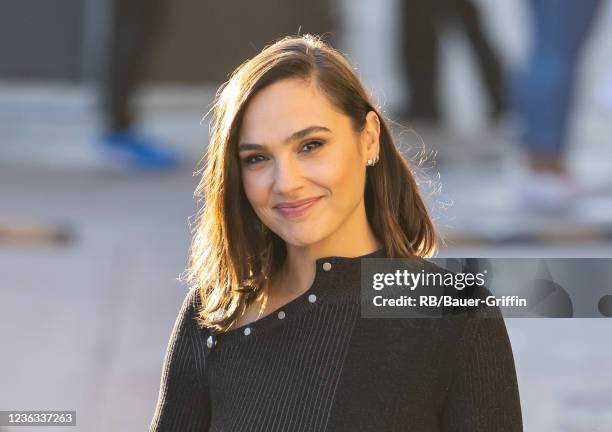 Gal Gadot is seen at "Jimmy Kimmel Live" on November 03, 2021 in Los Angeles, California.